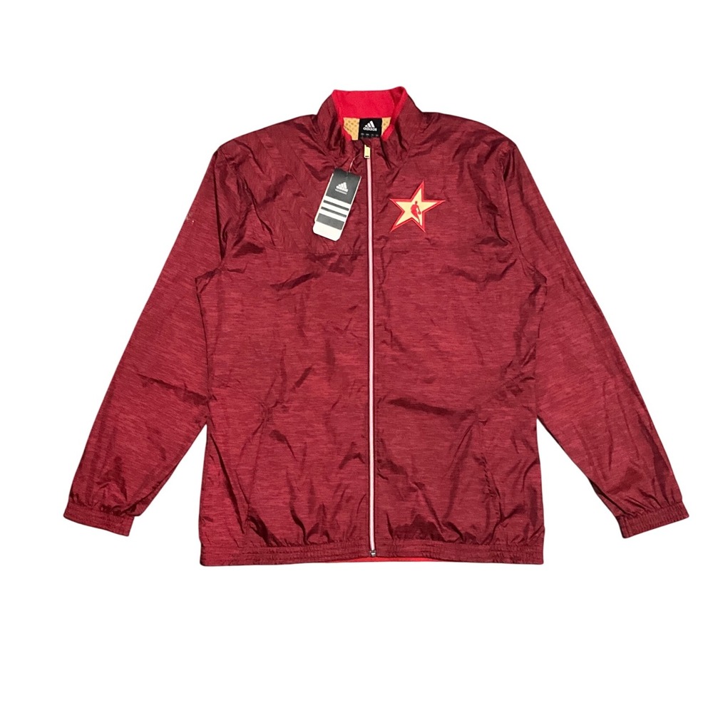Adidas NBA All Star West Warm Up Jacket Red Gold Mesh Lined Zip‎ Pockets L NWT